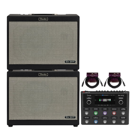 Fender Tone Master Pro with Over 500 User Presets and SP1-TMP Expression Pedal Compatibility Bundle with Tone Master FR-12 Speaker (Black) (2-Pack) and 25 Feet Microphone Cable (2-Pack) (5 Items)
