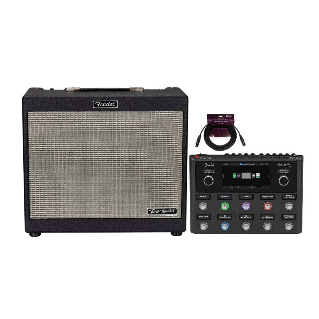 Fender Tone Master Pro Multi-Effects Guitar Pedal Workstation Bundle with Fender Tone Master FR-10 120V 1000 W Class-D Power Amp and 25-Feet XLR Male to Female Microphone Cable (3 Items)