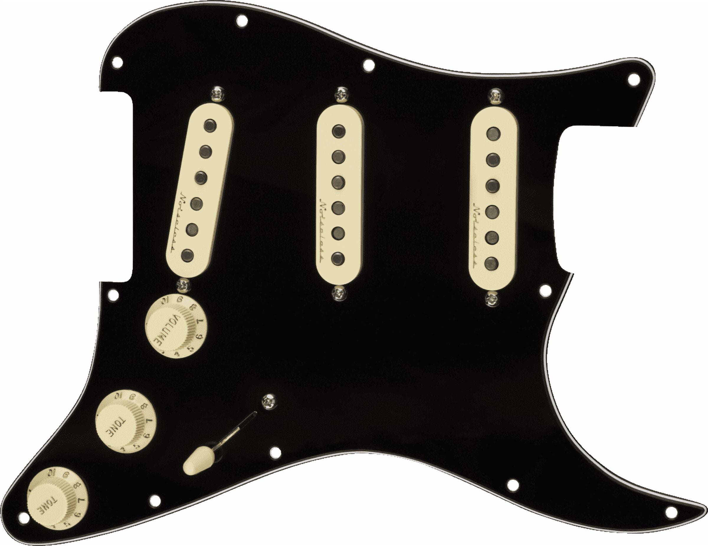 Fender Vintage Noiseless SSS Pre-Wired Stratocaster Pickguard, 11-Hole, Black