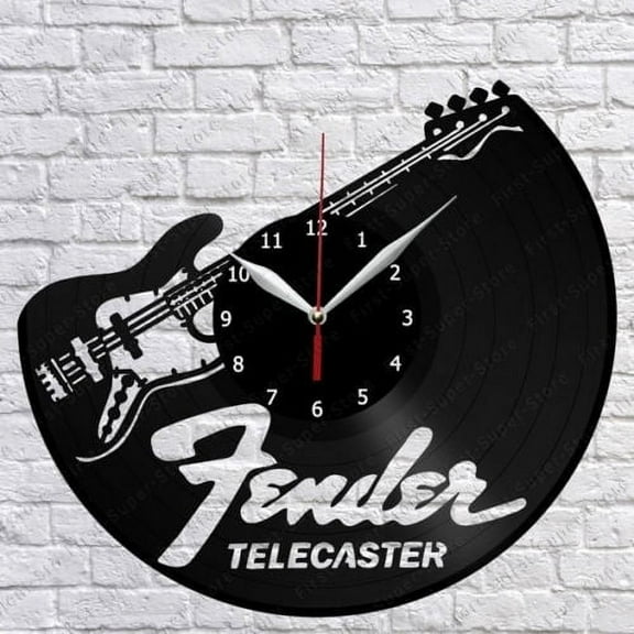 Fender Vinyl Wall Clock,Vinyl Record Clock Wall Art Unique Bedroom kitchen kid Room Decorations Handmade Gift