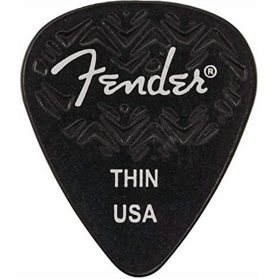 Fender Wavelength Guitar Picks 351 Shape, Black, Thin, 6-Pack Black Thin