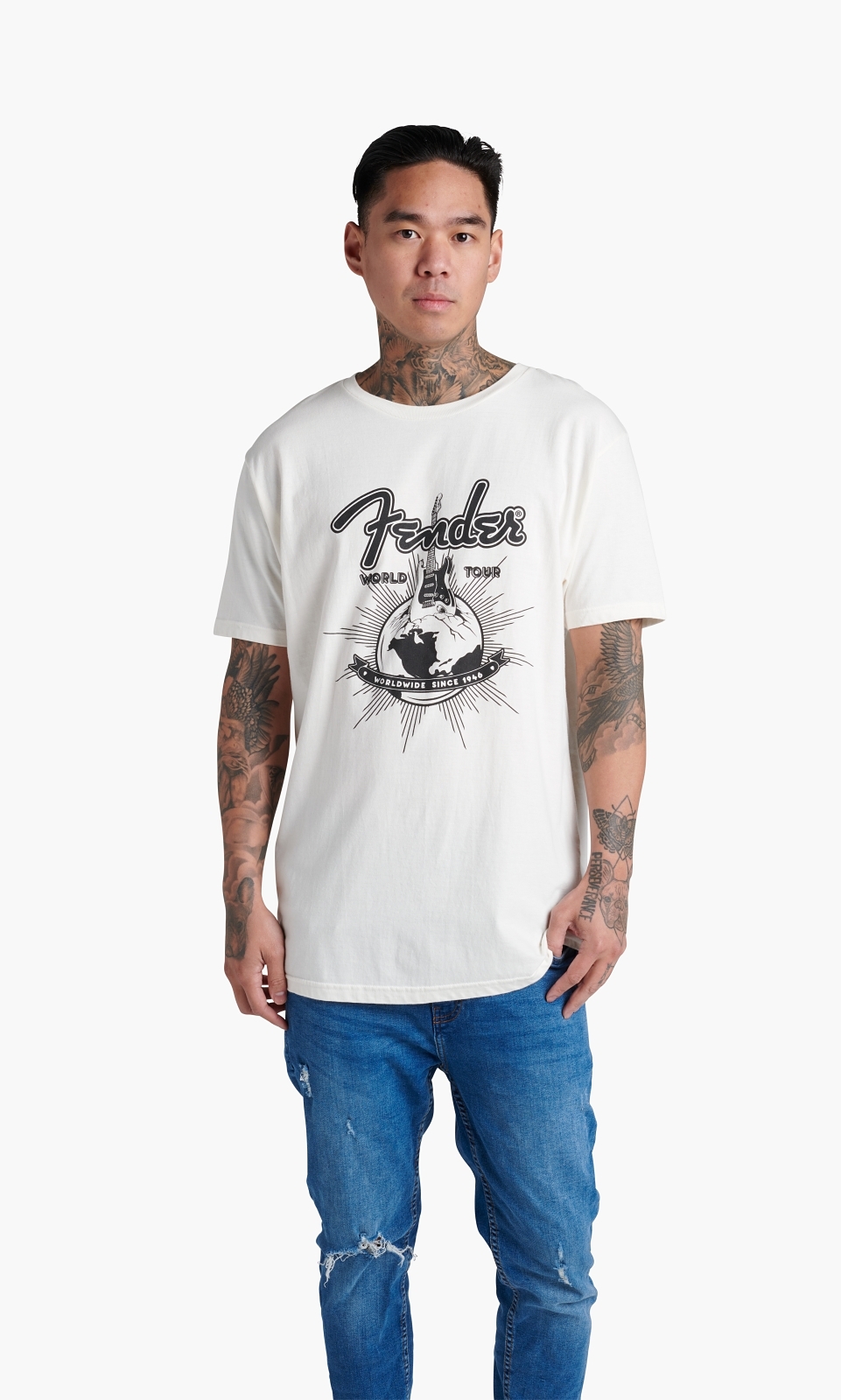Fender® World Tour T-Shirt, Vintage White, X-Large