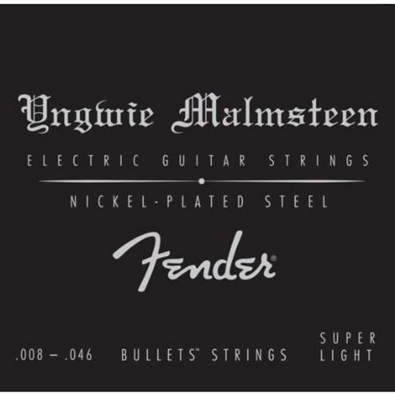 Fender Super Light Nickel-Plated Steel Yngwie Malmsteen Signature Electric Guitar Strings, .008-.046 Gauges, Set of 6 Strings