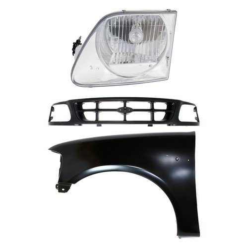 Fender and Grille Assembly Kit For 97-98 Ford F-150 F-250 Primed Driver Side