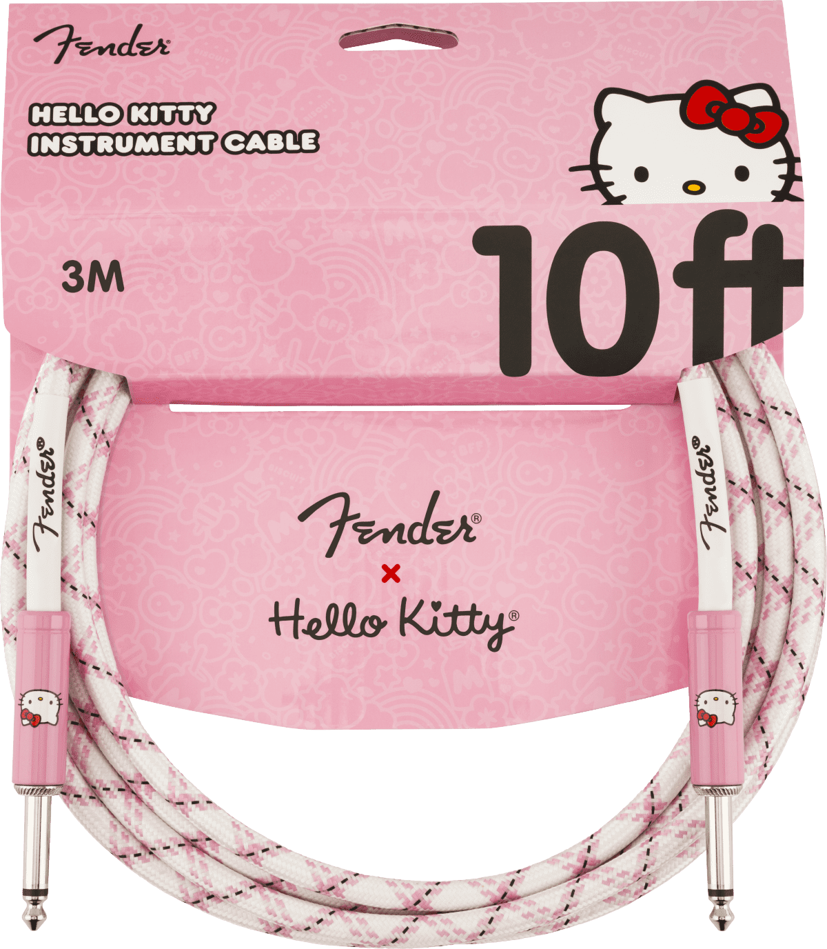 Fender® x Hello Kitty® White/Pink Woven Cable, 10 Foot