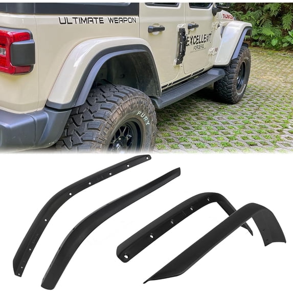 Fenders Compatible with 2018-2023 Jeep Wrangler JL and JLU Unlimited Front and Rear fenders, Off-Road Widened 2/4 Wheel fenders (for high Wheel Arches)