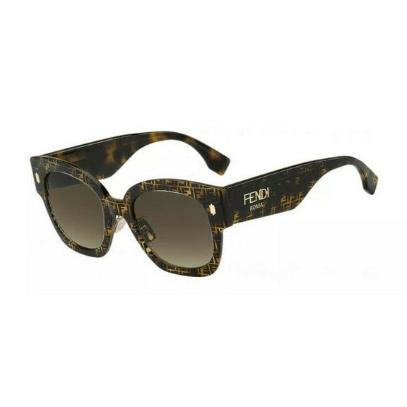 Fendi 0458/G/S Full Rim Square Havana Pattern Sunglasses