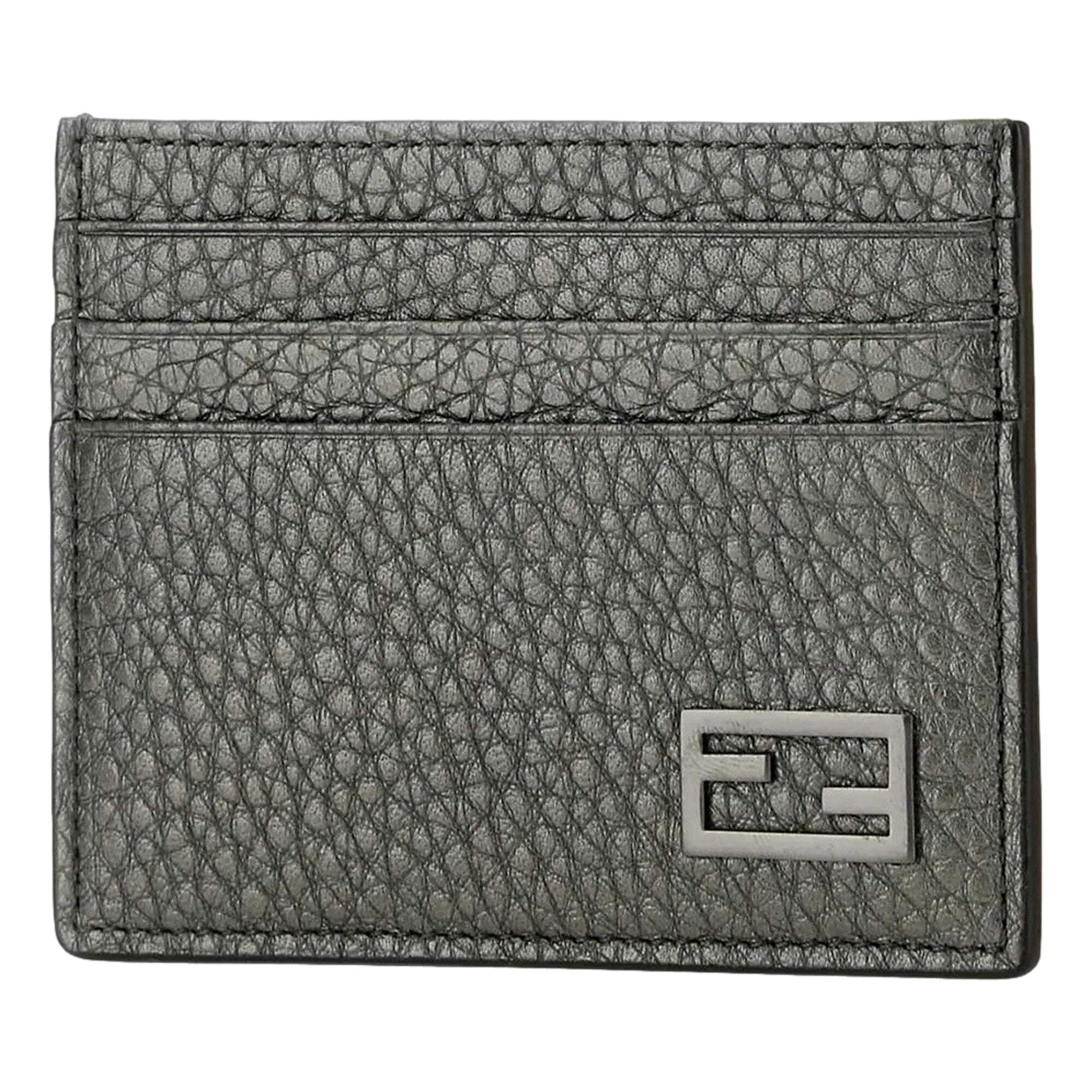Fendi Baguette Graphite Grained Leather Card Case Wallet Walmart