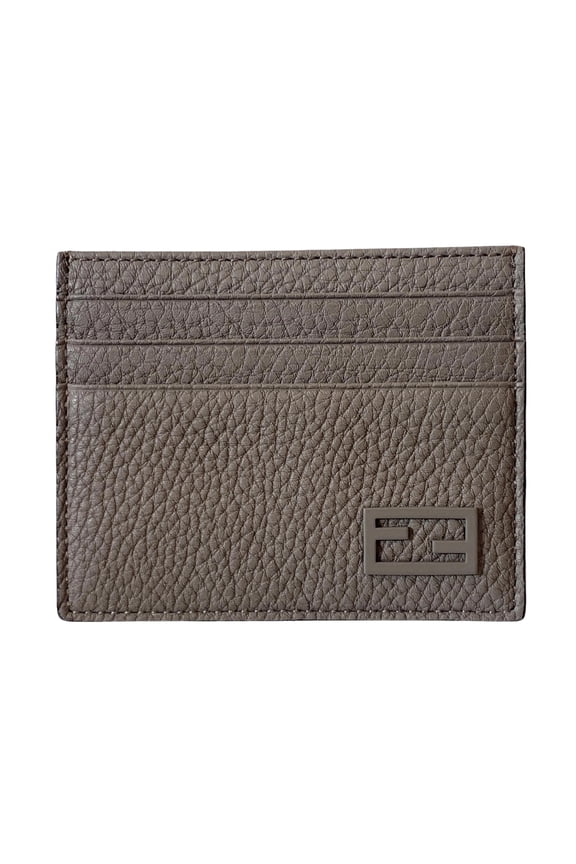 Baguette Grey and Yellow Grained Leather Card Case Wallet