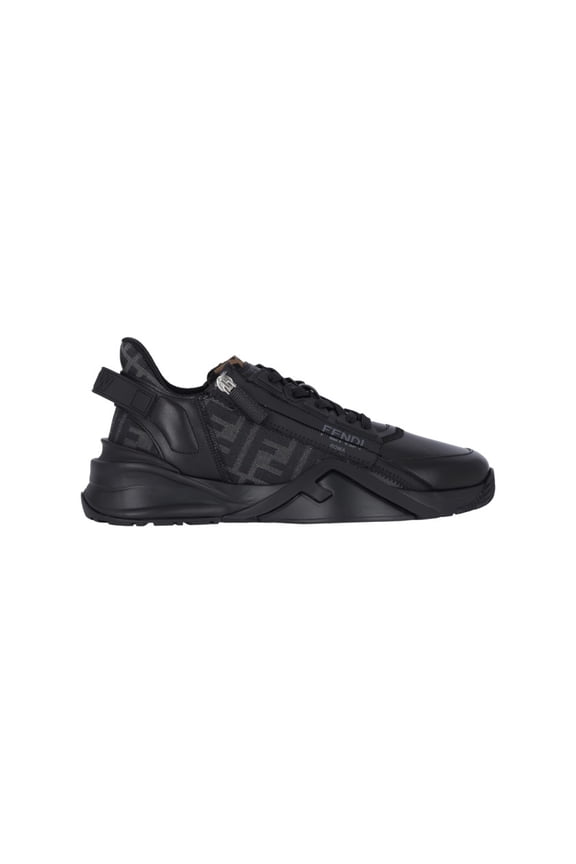 Black Flow Ff Logo Leather Sneakers Black (Men's)