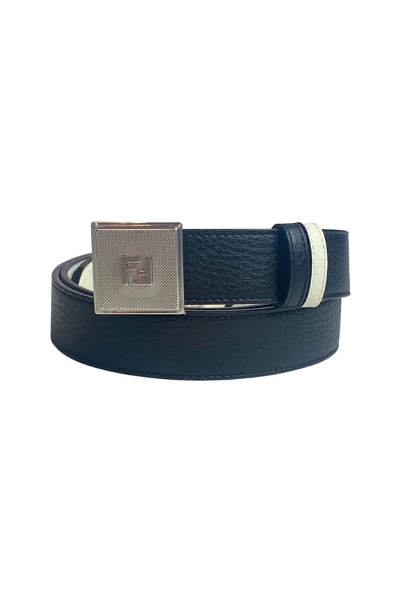Mens Black & White Reversible Grained Leather Belt Size 105 Designer Luxury Waist Accessory for Men7C0460