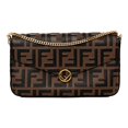 thumbnail image 1 of Fendi F is Fendi Brown Zucca Embossed Leather Envelope Wallet on Chain with Pouches NEW, 1 of 6