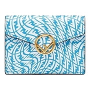 New Fendi F is Fendi Cyber Blue Leather Vertigo Print Small Trifold Wallet 8M0395