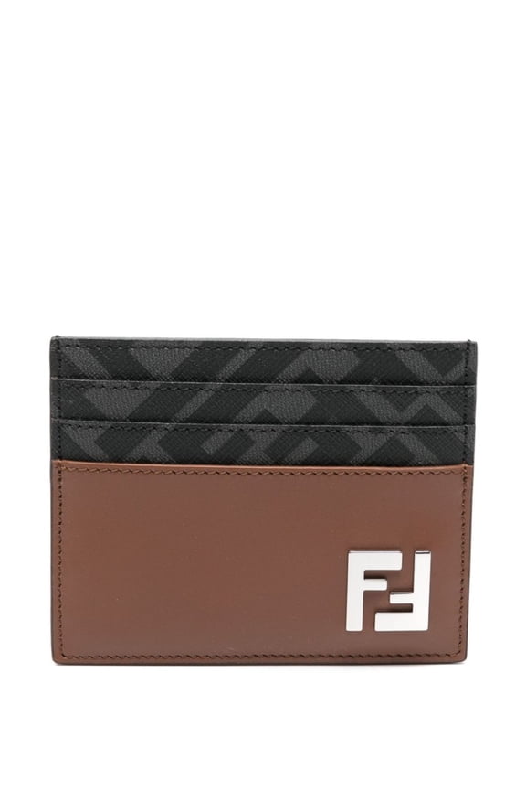 Men's Ff Squared Card Holder Brown