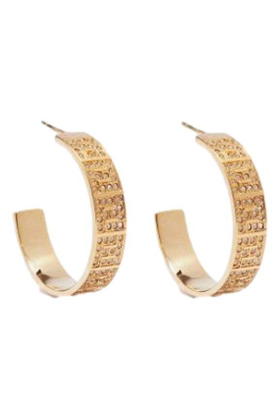 FF Crystal Embellished Gold Hoop Earrings