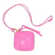 Fendi FF Cube Embossed Small Zip Wallet Pink Leather with Strap NEW
