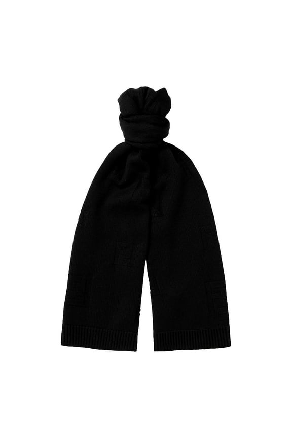 FF Karl Nero Jacquard Wool Scarf FXS124