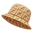 thumbnail image 1 of Fendi FF Motif Woven Metallic Gold and Natural Raffia Crochet Bucket Hat, 1 of 5