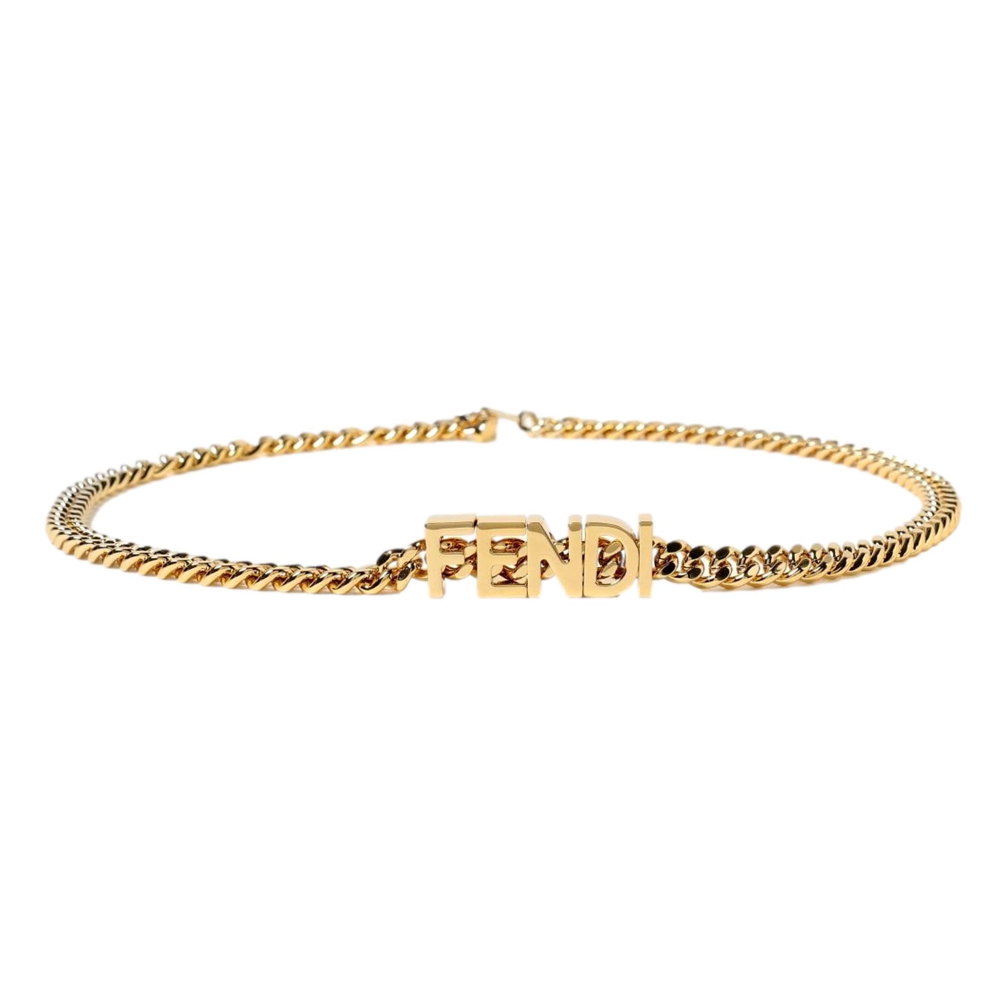 Fendi gold chain belt Fendi x Versace Black Leather Logo Letters Buckle Belt 105CM  main image 4