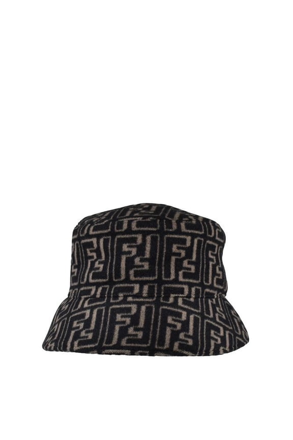 Men's Ff Monogrammed Jacquard Bucket Hat Black
