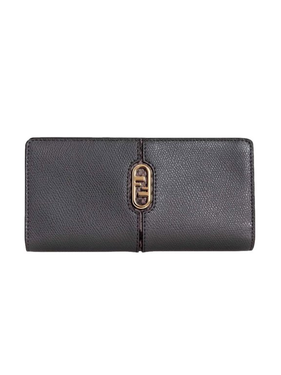 O'Lock Anthracite Gray and Python Print Leather Snap Continental Wallet