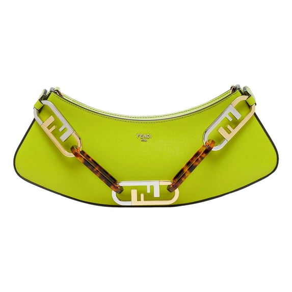 New Fendi O'Lock Swing Wasabi Green Calf Leather Small Hobo Shoulder Bag