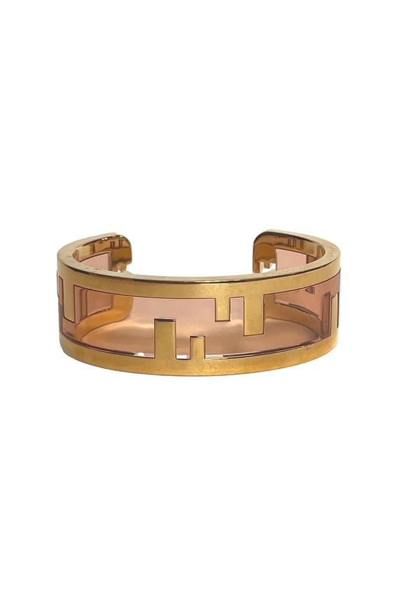 O'Lock Womens Gold Metal and Dust Pink Plexiglass Small Bracelet