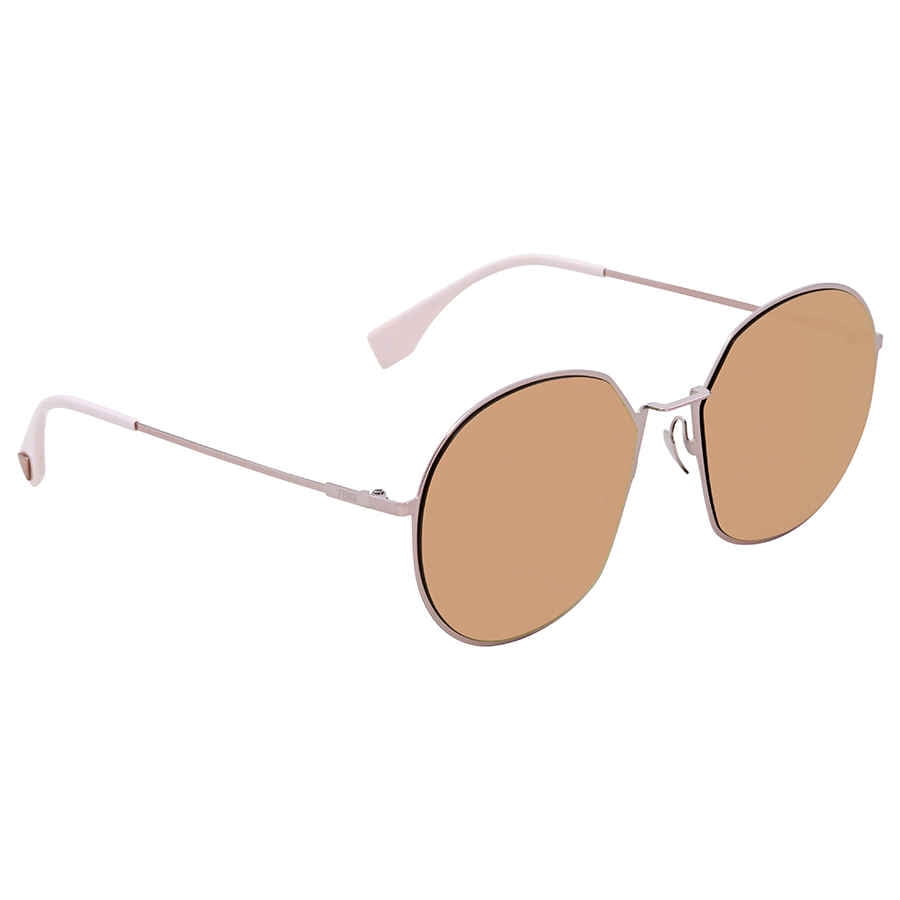 Fendi Women\'s Round Logo Sunglasses in Gray and Pink Fendi FFM0328/G/S Round Silver Gray Sunglasses NIB 57MM $450  main image 3