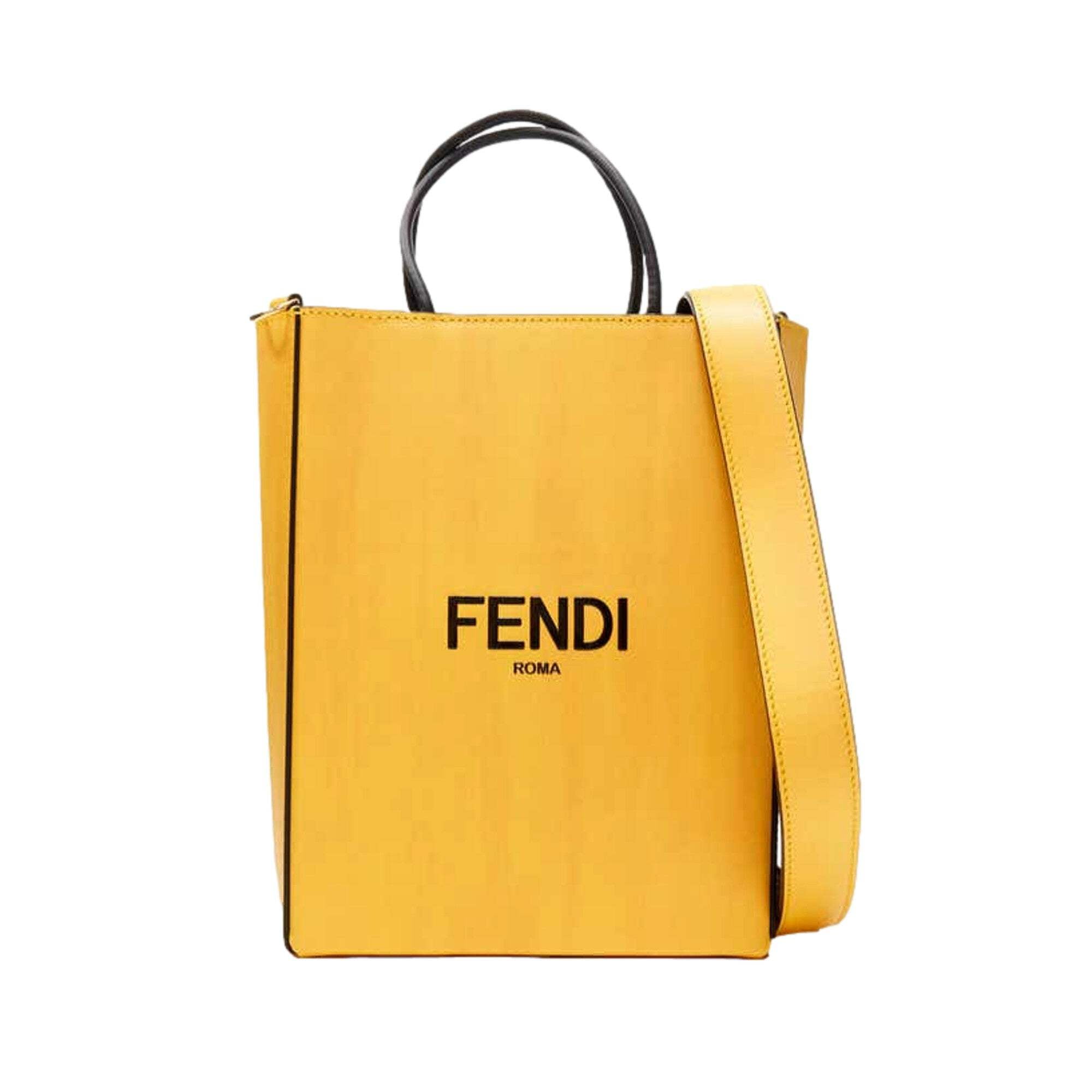Fendi Roma 2Way Vitello Embossed Yellow Leather Crossbody