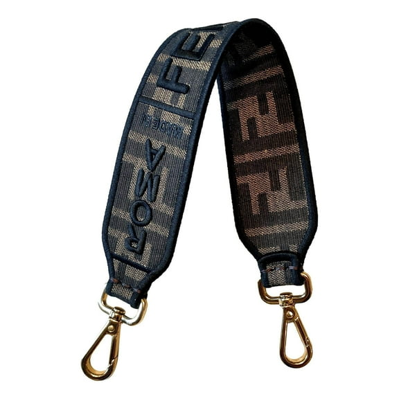 New Fendi Roma Amor Embroidered Zucca Canvas Brown Mini Strap