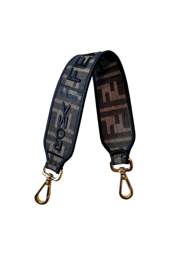 New Fendi Roma Amor Embroidered Zucca Canvas Brown Mini Strap