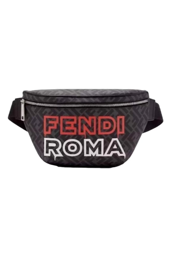 Roma Fendigraphy Nero and Rosso Leather Belt Bag