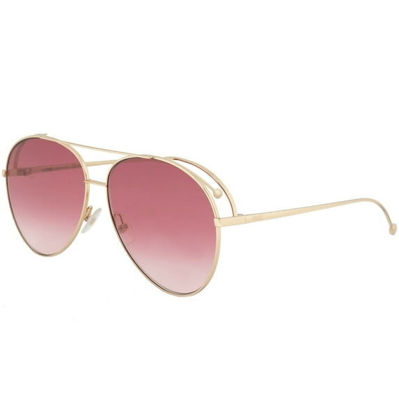 Fendi Run Away Metal Mens Aviator Sunglasses Rose Gold 53mm Adult