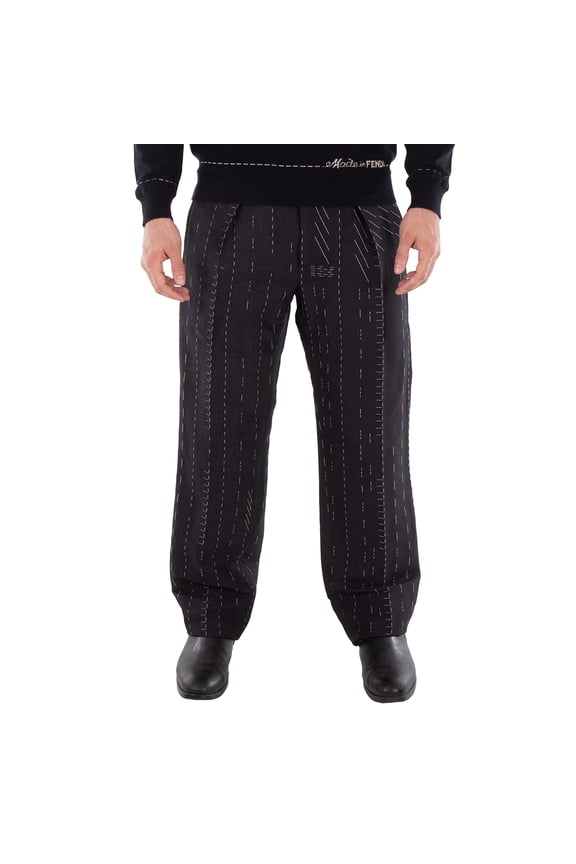 Straight-Leg Pleated Pants, Brand Size 50 (Waist Size 34")