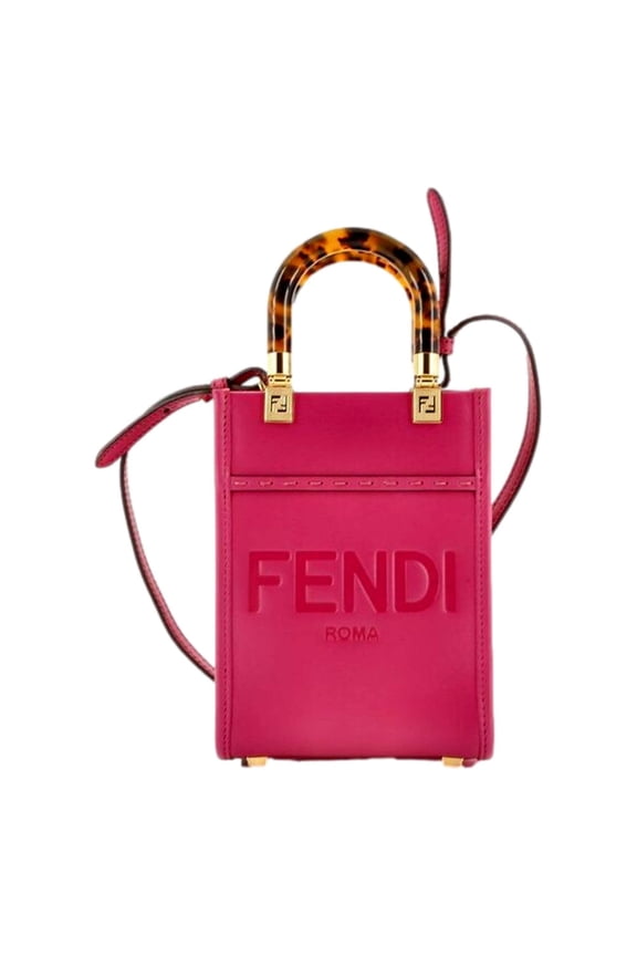 New Fendi Sunshine Shopper Fuchsia Pink Small Handbag Crossbody Bag
