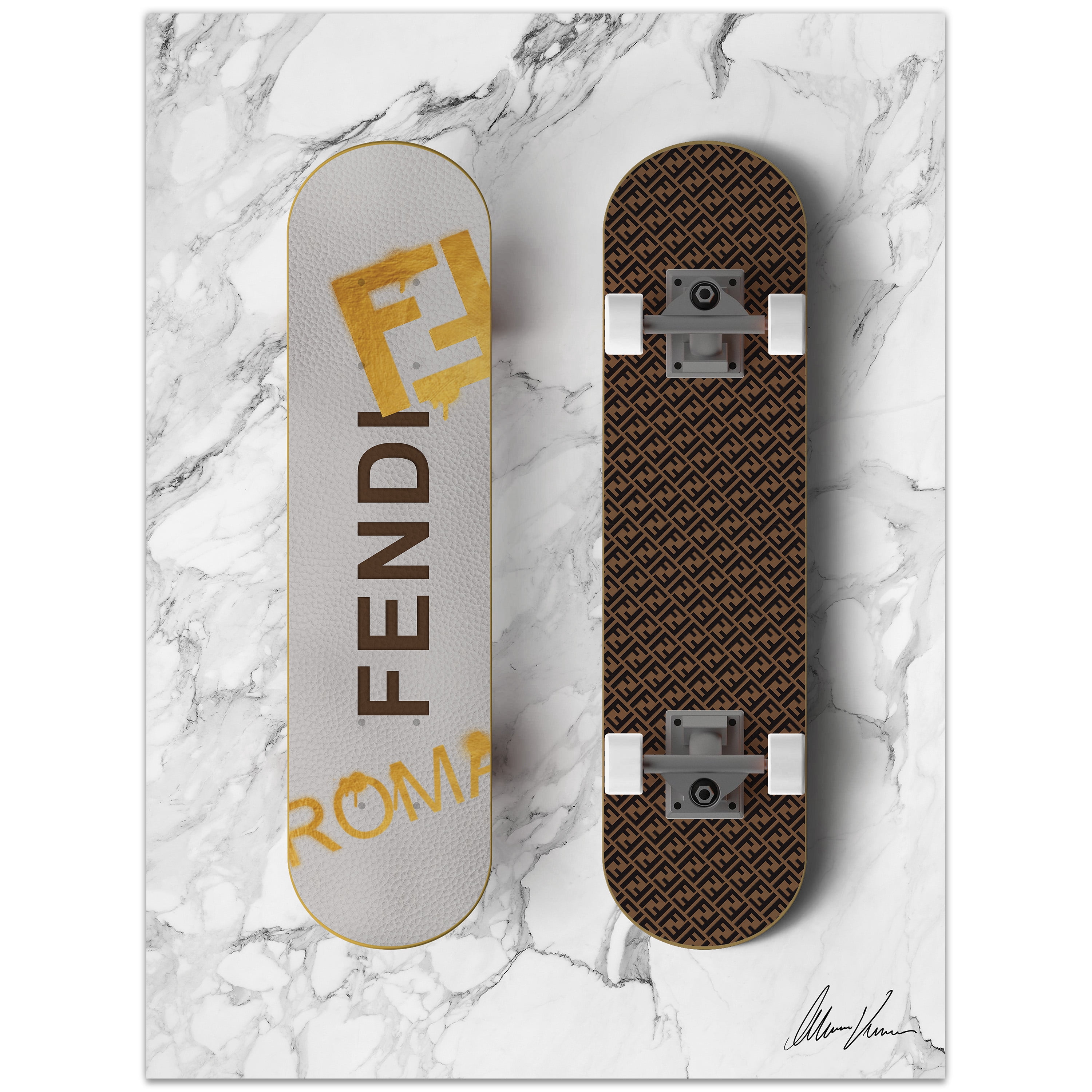 F Wheels Frameless Free Floating Tempered Glass Panel Graphic Wall Art , 18" x 24"