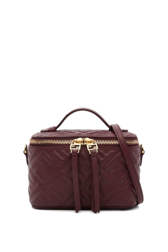 Women's Compact Quilted Burgundy Mini-Bag With Gold-Tone Hardware Burgundy