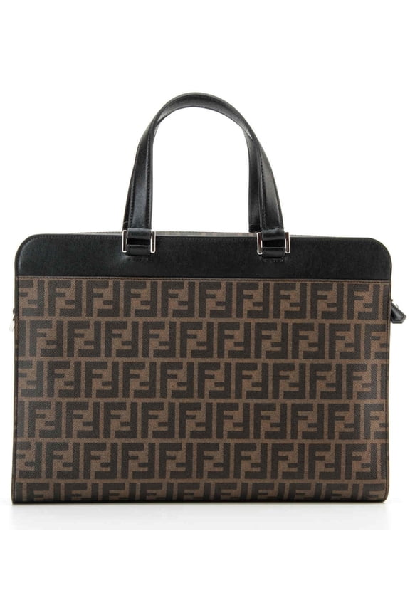 Zucca Slim Men's Leather Briefcase W/ Shoulder Strap Brown