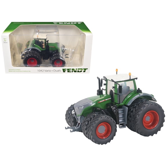 Fendt 1042 Vario Tractor with Front and Rear Dual Wheels Green with White Top 1/64 Diecast Model by SpecCast