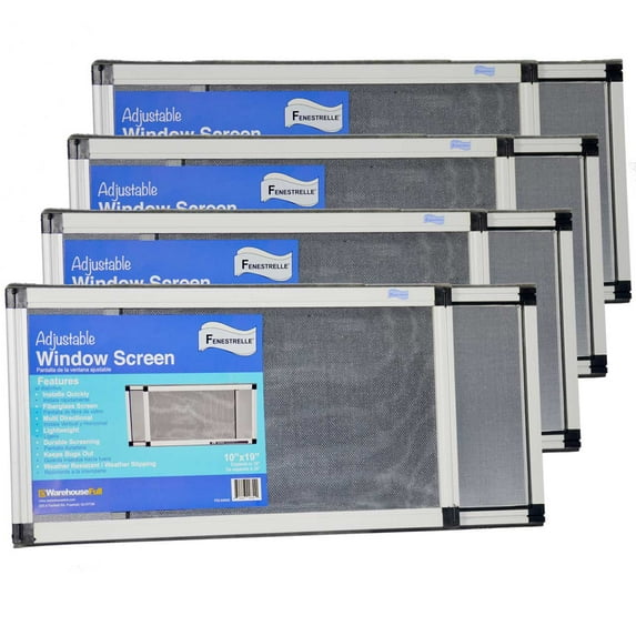 Fenestrelle Expandable Window Screen, 2 Way Adjustable, Horizontal (10" H x 19" - 36" W) or Convert to Vertical (19" H x 10" - 18" W), Perfect Replacement Screen for Windows, 4 Pack of Small Screens