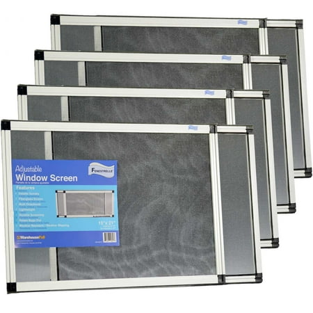 Fenestrelle Expandable Window Screen, 2 Way Adjustable, Horizontal (15" H x 21" - 40" W) or Convert to Vertical (21" H x 15" - 28" W), Perfect Replacement Screen for Windows, 4 Pack of Medium Screens