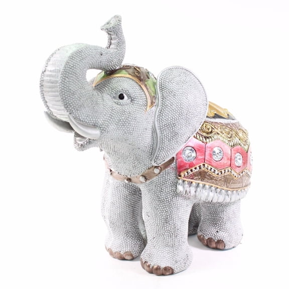 Feng Shui 10" Gray Elephant Trunk Statue Lucky Figurine Gift Home Decor G16244