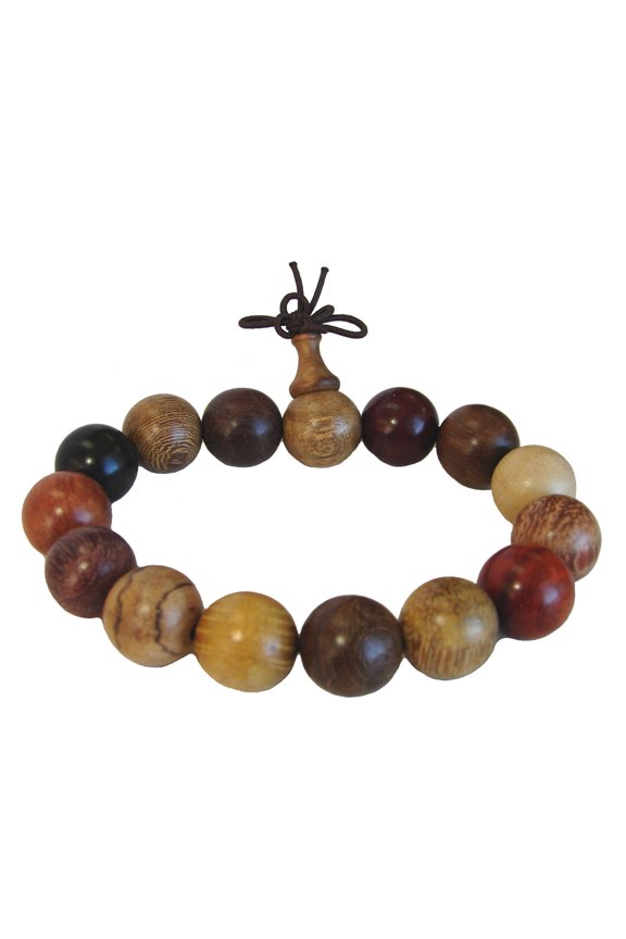 Feng Shui 16mm Big 7-Natural Wood Men Bracelet