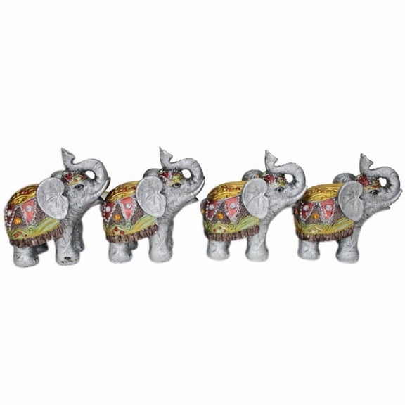Feng Shui 4.5" Gray Elephant Family Figurine Lucky Gift & Home Decor (Set of 4