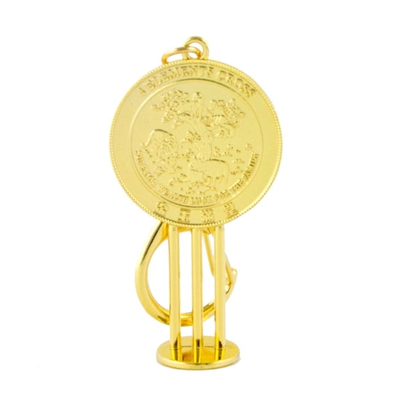 Feng Shui 4 Element Cross Mirror Keychain Amulet