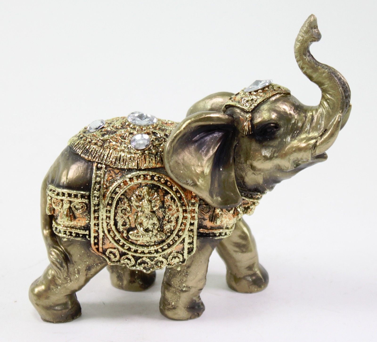 Feng Shui 5" Bronze Color Elephant Trunk Statue Wealth Lucky Figurine Gift Home Decor