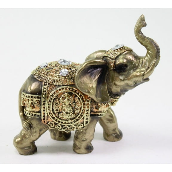 Feng Shui 5" Bronze Color Elephant Trunk Statue Wealth Lucky Figurine Gift Home Decor