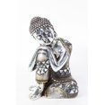 thumbnail image 1 of Feng Shui 6.5" Silver Electroplated Resting Meditating Buddha Figurine Peace Statues, 1 of 4
