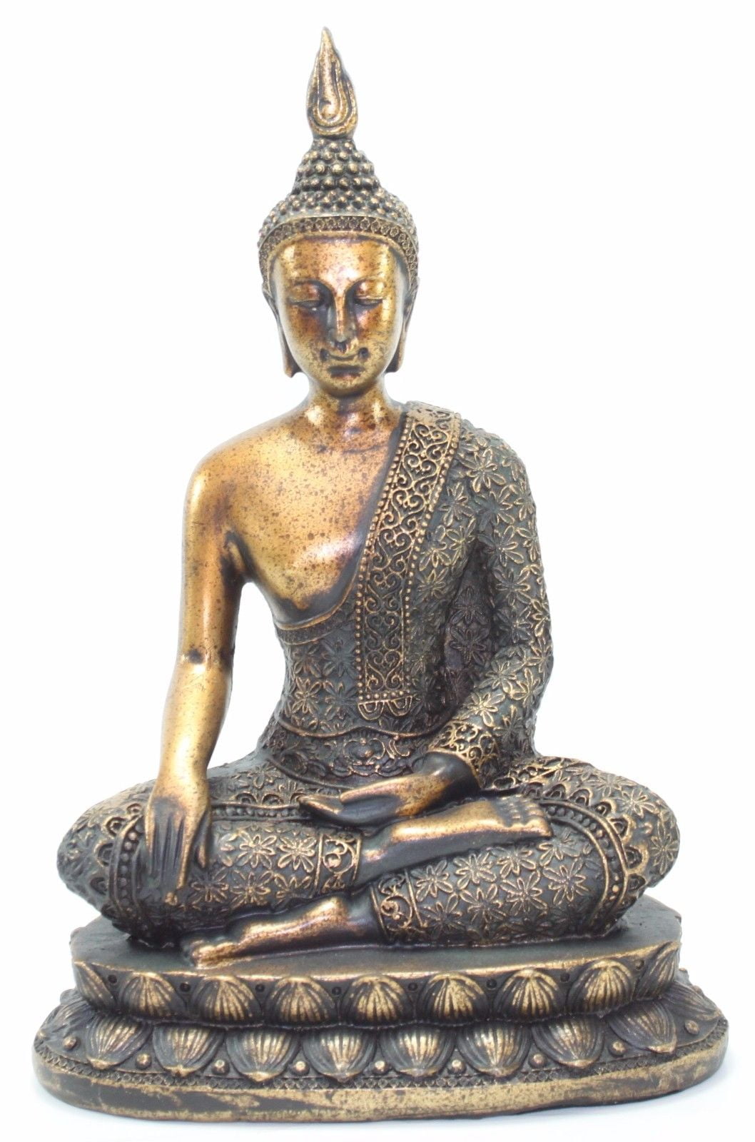 Feng Shui 8.5" Thai Earth Touching Meditating Buddha Figurine Peace Statues  G16517