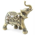 thumbnail image 1 of Feng Shui 9"(H) Brass Color Elegant Elephant Trunk Statue Wealth Lucky Figurine Home Decor Gift, 1 of 3